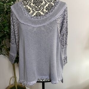 POL Gray Leopard Print Sweatshirt
